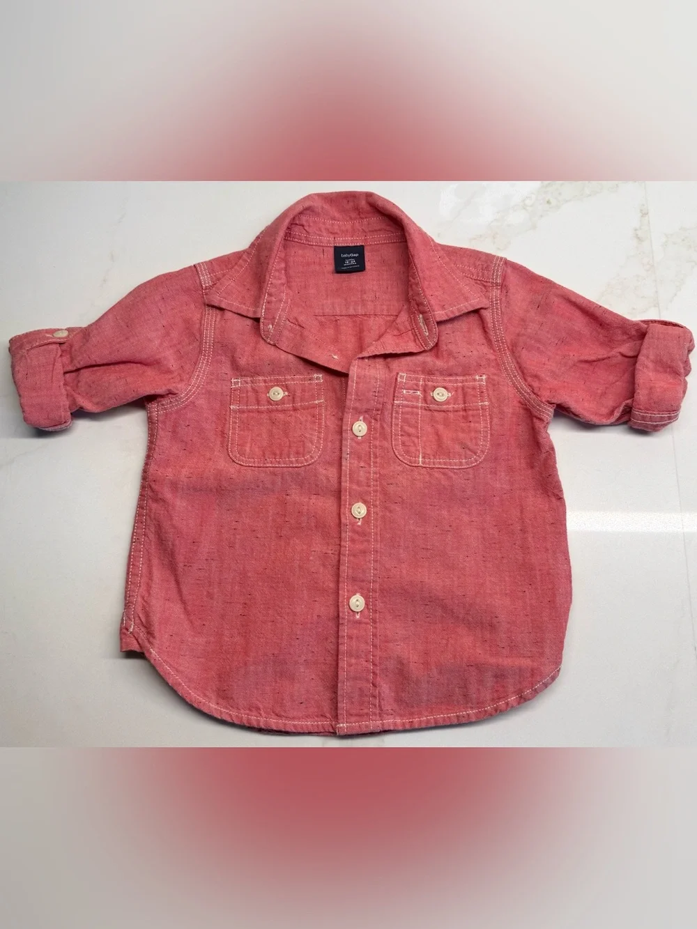 BabyGap Boys 18-24M Shirt Bundle Plaid Salmon Vintage Red